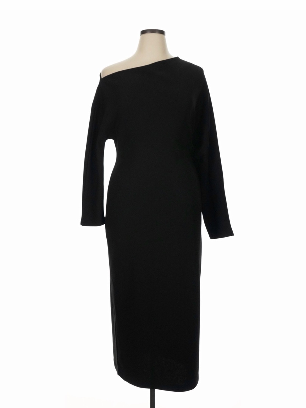 Zara Black Asymmetrical Long Sleeve Midi Dress